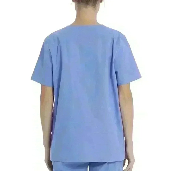 NWT Scrubstar Unisex V-Neck Scrub Top Size L 3-Pocket 2-Way Stretch Ciel Blue - Picture 3 of 10